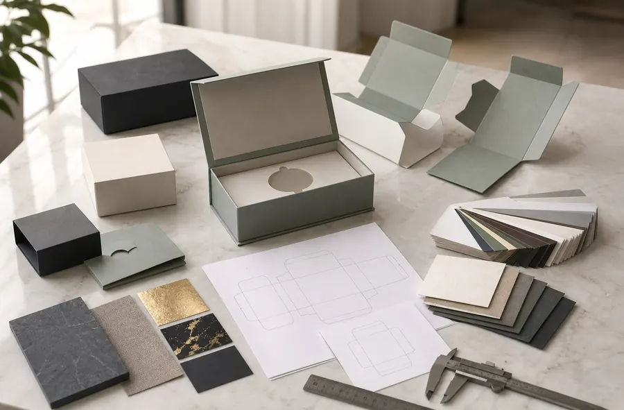 Custom packaging structure design and material sampling