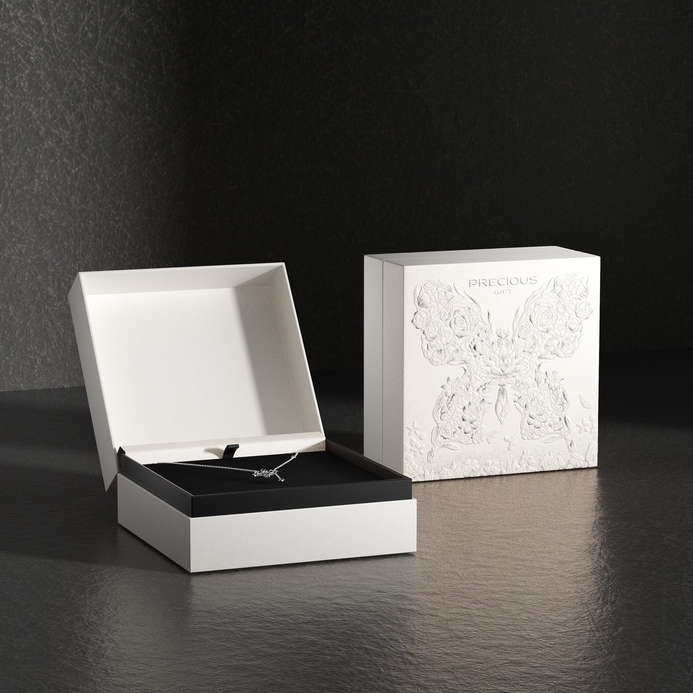 Pearl white jewelry rigid box